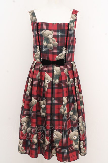 Emily Temple cute / Teddy Bear Tartanノースリーブワンピース O-23 