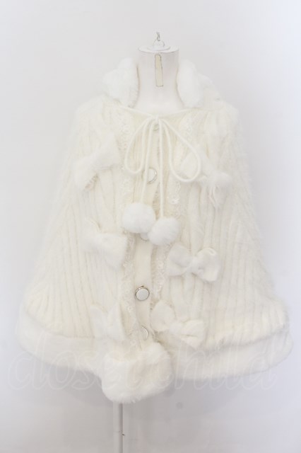 LIZLISA フード付きニットリボンポンチョ LIZLISA フード付きニットリボンポンチョ