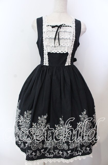 BABY,THE STARS SHINE BRIGHT / 花車刺繍ジャンパースカート クロ O-25