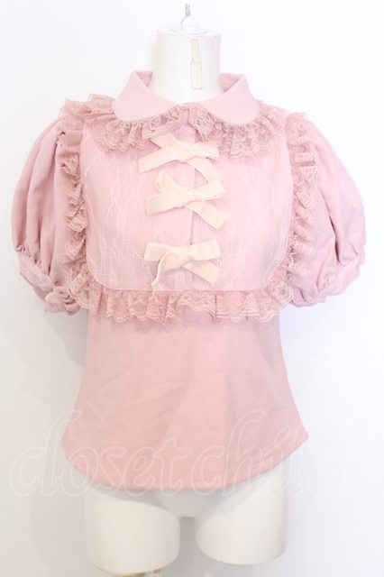 【Swankiss】RS heart ribbon B/L(418301005)スワンキス Swankiss / RS heart ribbon B/L ブラウス F ピンク O-25-07-18