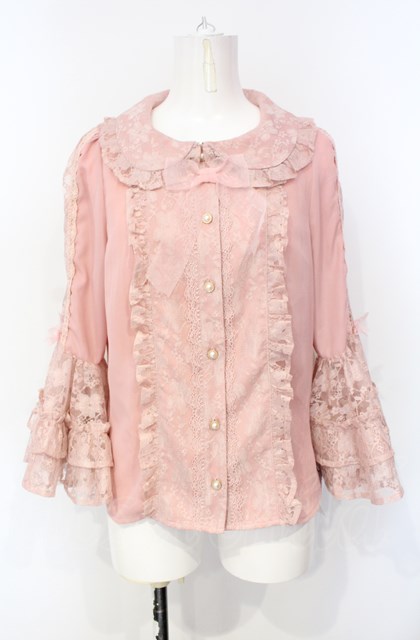 axes femme レーシートッパーカーディガン　ピンク　姫袖　レース　森姫 axes femme レーシートッパーカーディガン ピンク 姫袖 レース 森姫