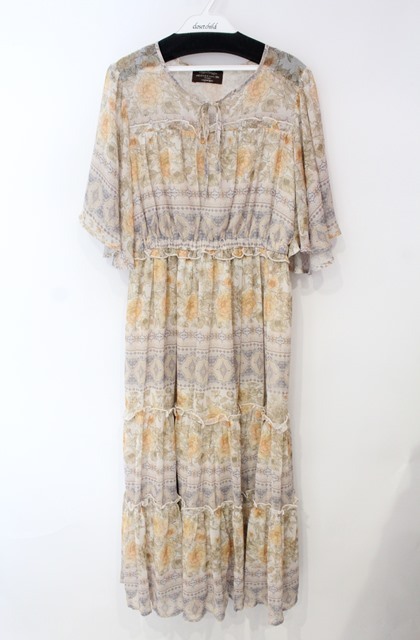 axes femme NOSTALGIE / フラワーパネル柄ワンピース F イエロー