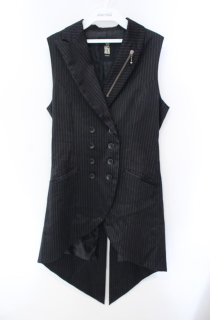 BPN / ピンストライプ燕尾ベスト M クロ O-25-08-13-100-GO-TO