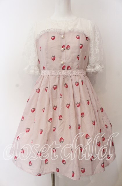 mille fille closet ハート柄ワンピース ピンク mille fille closet / MeltyStrawberryワンピース M ピンク O-25
