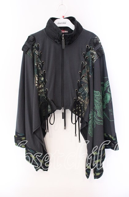Qutie Frash 和柄ポンチョ【月末限定】 Qutie Frash / 和柄ポンチョ グリーン O-25-09-04-064-QU-JA-OW