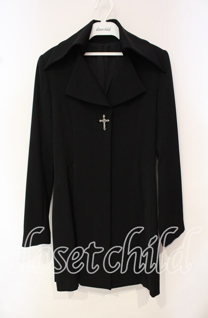Moi-meme-moitie スーツ　ロングコート　十字架 Moi-meme-Moitie / 十字架釦ミドル丈ジャケット 9号 ブラック O