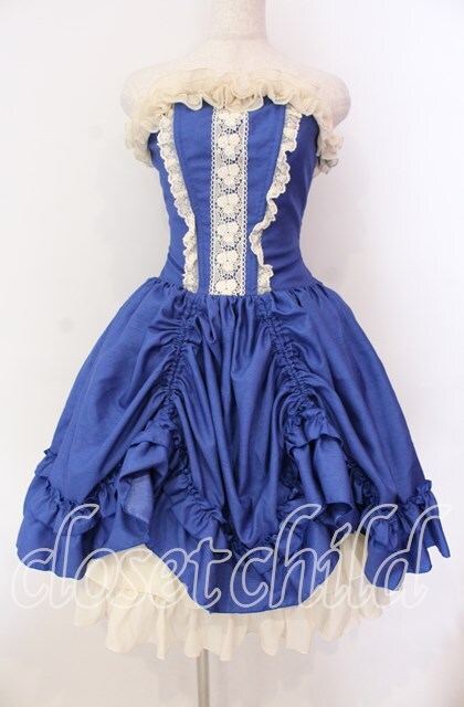 ATELIER PIERROT / 薔薇レースバッスルコルセットワンピース ブルー