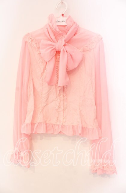 Angelic Pretty / ジョーゼット切替クラシカル立ち襟ブラウス ピンク O