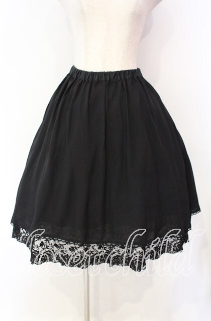 MIHO MATSUDA / ローズレースフレアースカート ブラック O-25-11-18