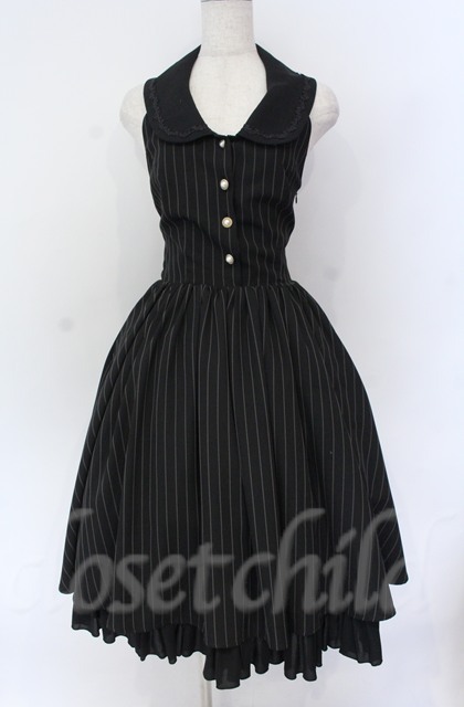 ATELIER PIERROT / ストライプベストワンピース ブラック O-25-11-24