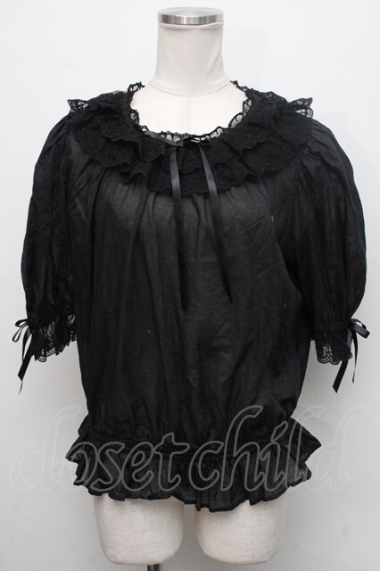 Angelic Pretty / マドレーヌレースブラウス 黒 S-24-09-14-043-AP-BL 