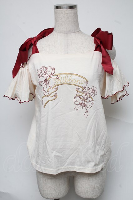 LIZ LISA / プリントオフショルトップス  キナリｘボルドー S-25-07-04-023-LO-TO-HR-ZS LIZ LISA / プリントオフショルトップス キナリxボルドー S-25