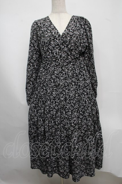 Maison de FLEUR Petite Robe / カシュクールワンピース 黒 S-25