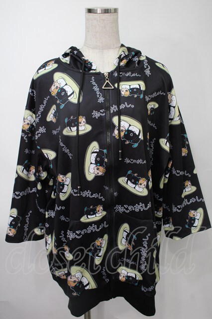 NieR Clothing / 転写パーカー 黒 S-25-08-02-040-PU-TO-HR-ZS