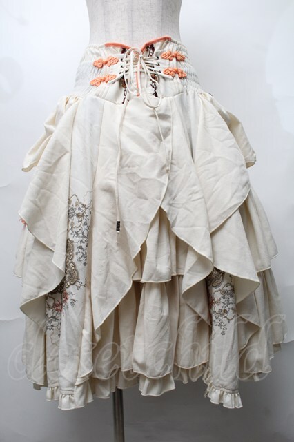 OZZ ONESTEスカート Ozz oneste / チャイナ刺繍スカート アイボリーxオレンジ S-25