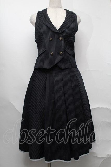 axes femme / ベストスカートセットアップ 紺 S-25-09-02-056-AX