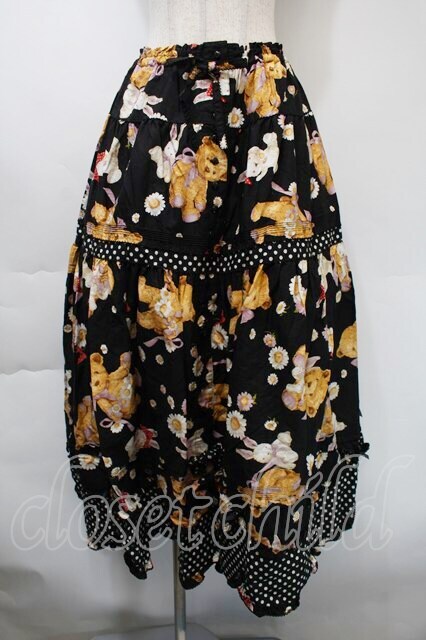 新品⭐︎ひな菊ロンド★スカート★ピンクハウス★正規品 PINK HOUSE / ひな菊ロンドプリントスカート 黒 S-25-11-03-051-LO-SK