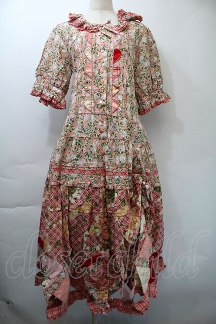 ワンピース pink PINK HOUSE / バラとリボンプリントワンピース ピンク I-25-11-12-071