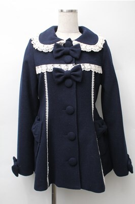 BABY,THE STARS SHINE BRIGHT / Jane Ribbonコート 紺x白 S-25-11-13
