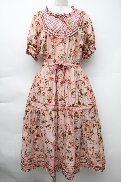 PINK HOUSE / Rambling Heartsプリントパッチワークワンピース ピンク