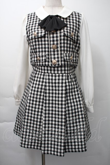 Ank Rouge / バイカラーワンピース 黒x白 S-25-11-16-043-CA-OP-AS-ZS