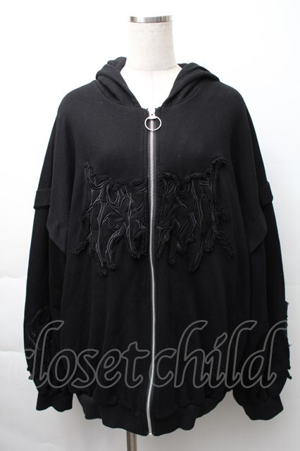 REFLEM / 猫耳ジップアップパーカー 黒 S-25-11-16-016-PU-TO-AS-ZS