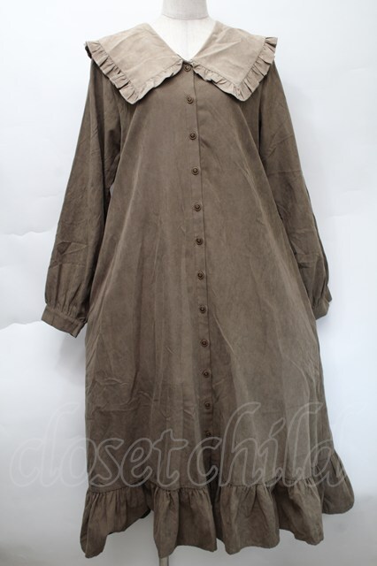 merry jenny / フリル襟ロングワンピース ブラウン S-25-11-22-050-LO