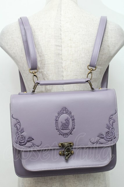 axes femme POETIQUE / 刺繍サッチェルバッグ ラベンダー S-25-11-22