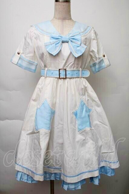 Angelic Pretty / Star Showerワンピース 白xサックス S-25-11-28