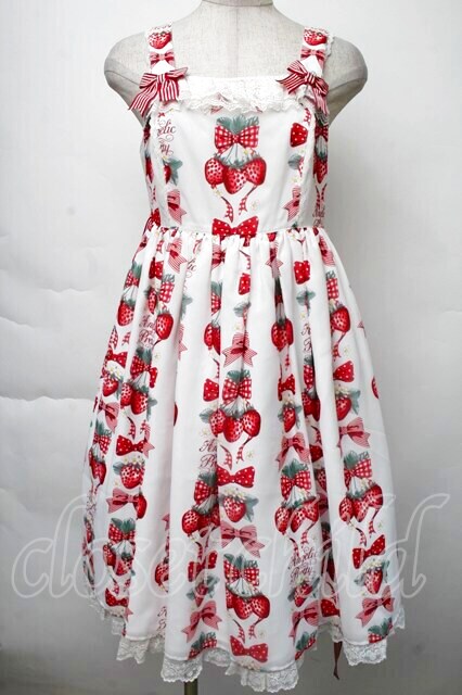 Angelic Pretty / Strawberry Dollジャンパースカート 白 S-25-11-28