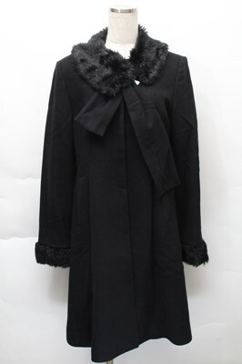 Jane Marple / ファー襟つきコート 黒 S-25-12-04-044-JM-CO-HR-ZS