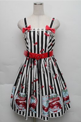 Angelic Pretty / Cherry Stampジャンパースカート 黒x白 S-25-12-04