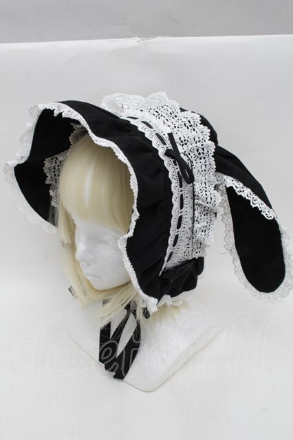 BABY,THE STARS SHINE BRIGHT / うさみみボンネット (2025) 黒x白 S