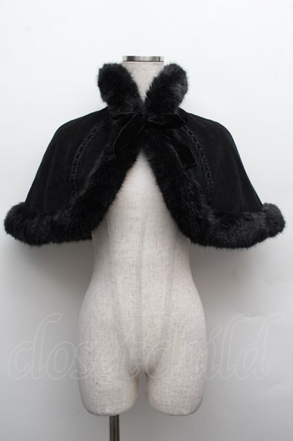 Victorian maiden / ファーデザインケープ 黒 S-25-12-12-051-CL-JA-AS