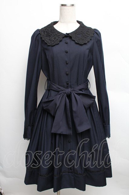 Sheglit / Margueriteタックワンピース 紺 S-25-12-16-034-EL-OP-AS-ZS