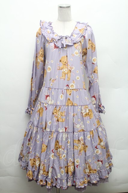 PINK HOUSE / ひな菊ロンドプリントミディ丈ワンピース ラベンダー S