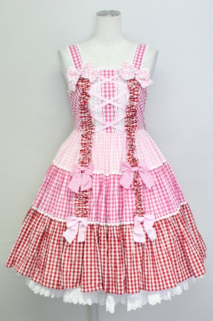 Angelic Pretty / ギンガム配色肩リボンジャンパースカート 濃