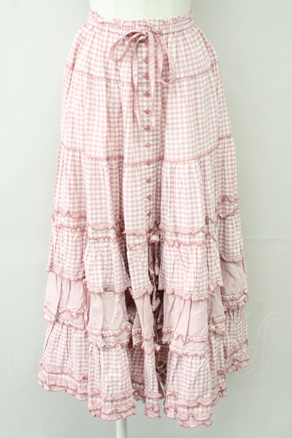 【極美品】PINK HOUSE 野ばらギンガムパッチワークスカート 定価10万 セール】 野ばらギンガムパッチワークスカート （ロング・マキシ
