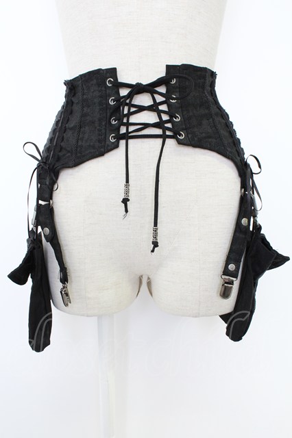 Ozz oneste / ポケットフラップコルセット風ベルト 黒 T-25-11-21-032