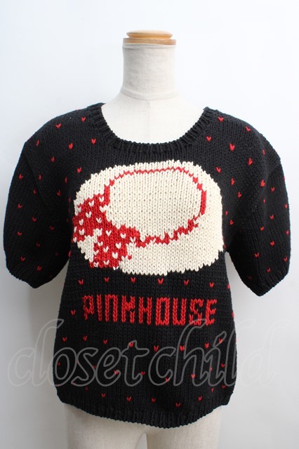 PINK HOUSE / 帽子モチーフセーター  黒 Y-24-01-08-067-LO-TO-SZ-ZI PINK HOUSE / 帽子モチーフセーター 黒 Y-24-01-08-067-LO-TO-SZ