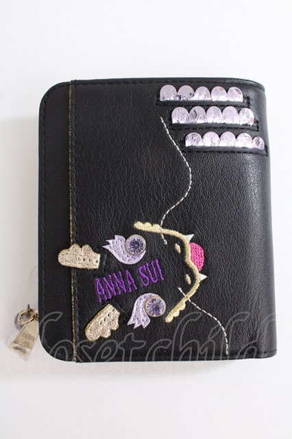 ANNA SUI / ニューイヤードラゴンLファスナー2つ折り財布 黒 Y-24-09 