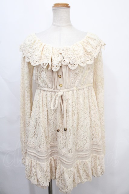 リズリサLIZLISAオールインワン白レース 美品】LIZ LISA ホワイト レース付きフリルオールインワン