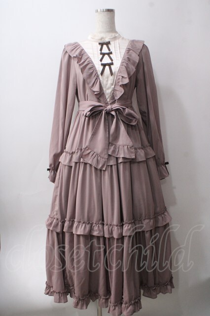 axes femme kawaii / クラシカルフリルロングワンピ ピンク Y-25
