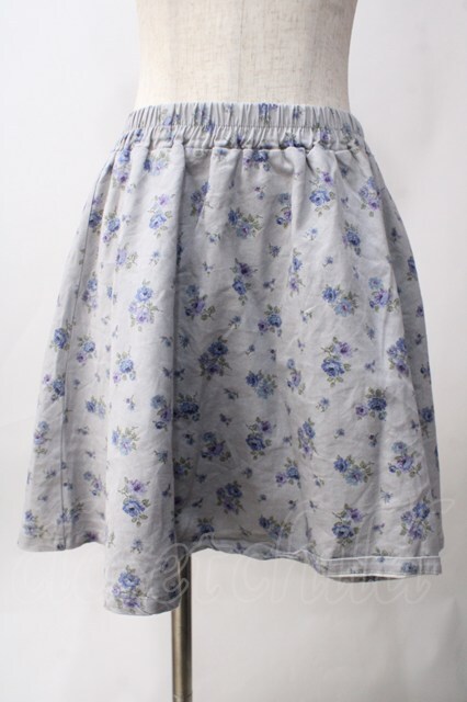 【期間限定特価】 F i.n.t / バラ柄フレアスカート F ブルー Y-25-06-12-124-CA-SK スカート