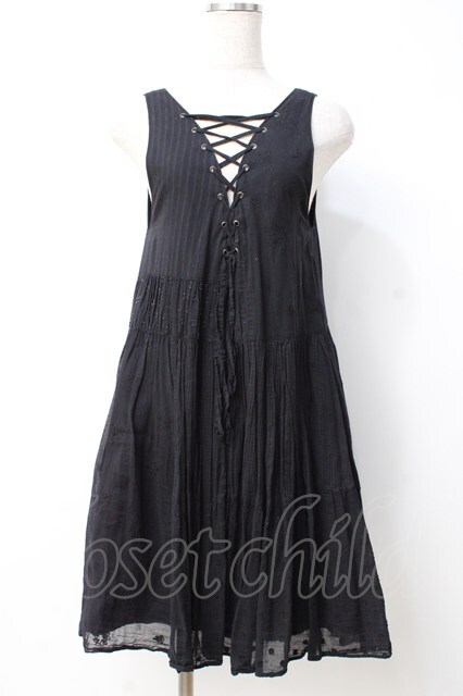 HYSTERIC GLAMOUR / ヒスベア刺繍ワンピ F 黒 Y-25-07-21-085-PU