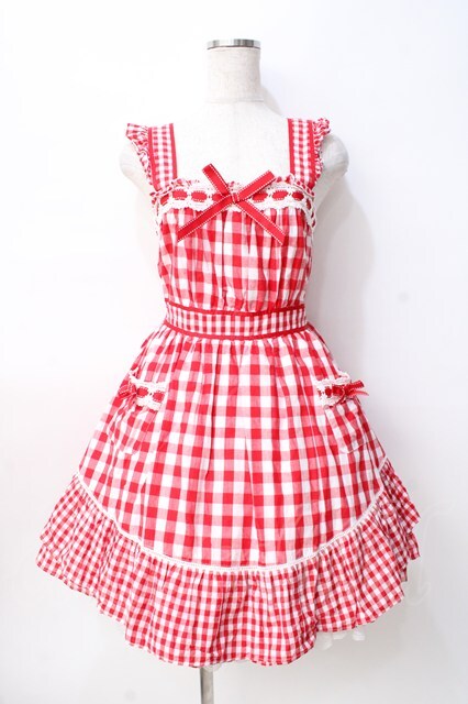 00s 希少 LIZLISA ピンクチェックコットンビスチェ風パフワンピ 00s 希少 LIZLISA ピンクチェックコットンビスチェ風パフワンピ