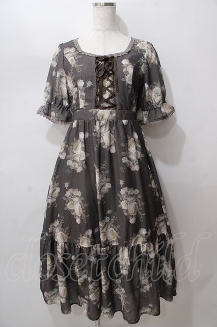 ミルフィーユ ワンピース axes femme / ミルフィーユローズ柄ワンピース M 茶 Y-25-08-15