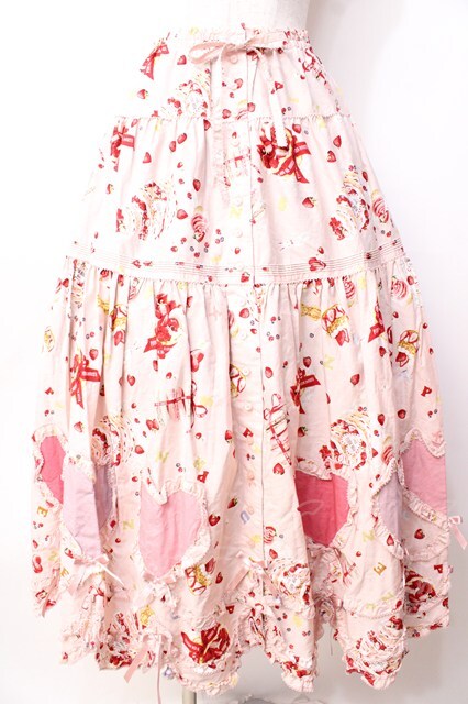 希少　MA✽RS　ローズケーキ柄　スカート　オリジナルデザイン　白ピンク PINK HOUSE / アニバーサリーケーキプリントスカート F ピンク Y