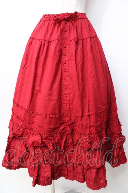 PINK HOUSE フリルロングスカート ペチコート 赤 PINK HOUSE スカート 水玉プリントフリルスカート : ZOZOTOWN