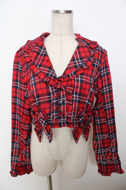 axes femme kawaii / タータンチェックジャケット M 赤 Y-25-10-03-074